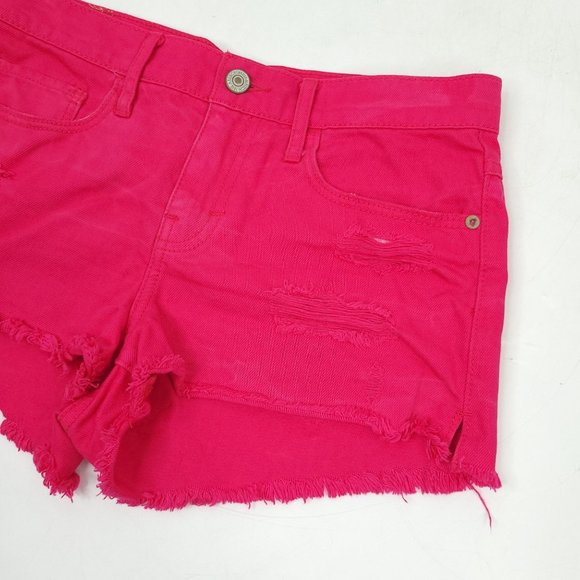 Abercrombie and Fitch Womens Denim Shorts Cutoffs Size 2 W 26 Pink Distressed - Picture 5 of 9